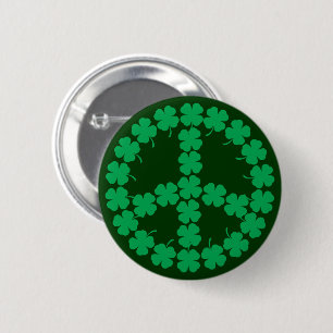 Shamrock Peace Symbol 6 Cm Round Badge