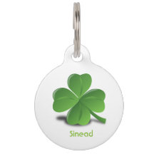 Shamrock personalised St Patrick's Day dog tag