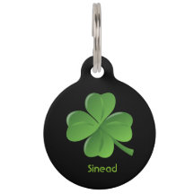 Shamrock personalised St Patrick's Day dog tag