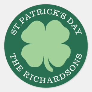 Shamrock Personalised St. Patrick's Day Green Classic Round Sticker