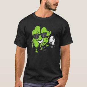 Shamrock Playing Soccer St Patricks Day Boys Kids  T-Shirt