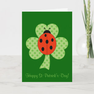 Shamrock Polka dots and ladybug St Patrick's Day Card