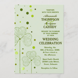 Shamrock Polka Dots Wedding Invitation 2
