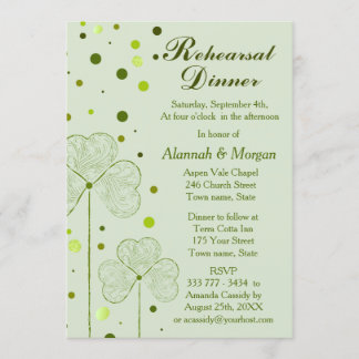 Shamrock Polka Dots Wedding Rehearsal Dinner 2 Invitation