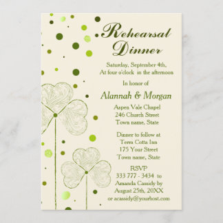 Shamrock Polka Dots Wedding Rehearsal Dinner Invitation