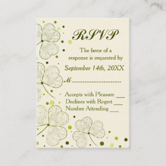 Shamrock Polka Dots Wedding RSVP Enclosure Card
