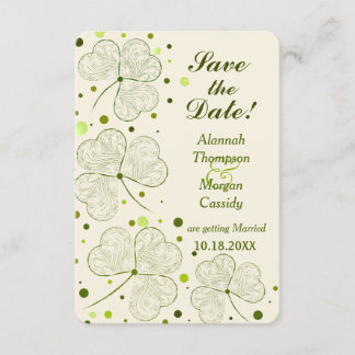 Shamrock Polka Dots Wedding Save The Date Invitation