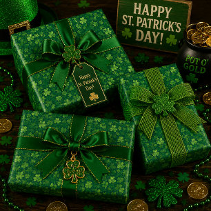 Shamrock Rain Wrapping Paper Sheet