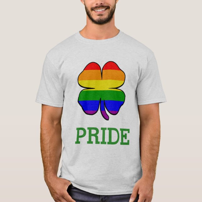 Shamrock Rainbow flag Gay Pride T-Shirt (Front)