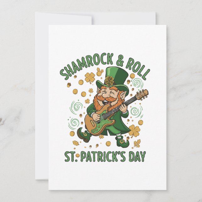  Shamrock & Roll Leprechaun | Funny St. Patrick's  Holiday Card (Front)