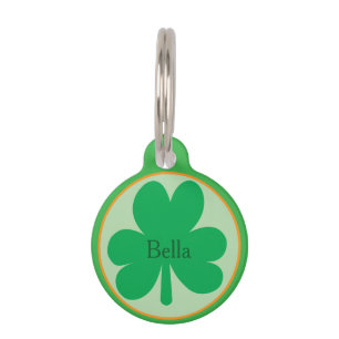 Shamrock Round Pet ID Tag