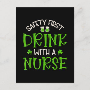 Shamrock Safety First Drink With A Nurse Enclosure Card