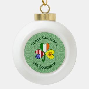 Shamrock Scot Lion Ireland USA Flags Personalised  Ceramic Ball Christmas Ornament