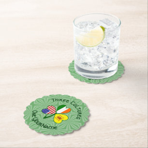 Shamrock Scot Lion Ireland USA Flags Personalised Paper Coaster