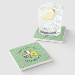 Shamrock Scot Lion Ireland USA Flags Personalised  Stone Coaster