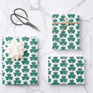 Shamrock Shape Plaid Classic Green Wrapping Paper Sheet