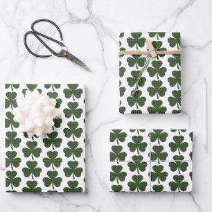 Shamrock Shape Plaid Dark Green Wrapping Paper Sheet