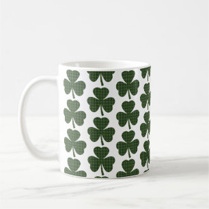 Shamrock Shape Plaid Green Evergreen Coffee Mug