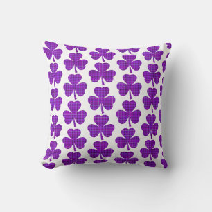 Shamrock Shape Plaid Purple Cushion