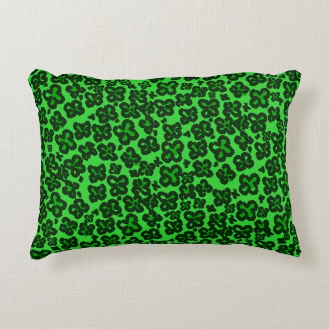 Shamrock Shaped Leopard Print for Saint Patrick's  Decorative Cushion (Front)