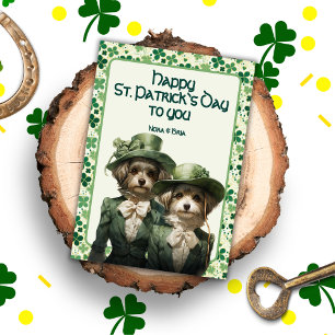 Shamrock Sisters: Maltese Pups Celebrate St. Paddy Holiday Card