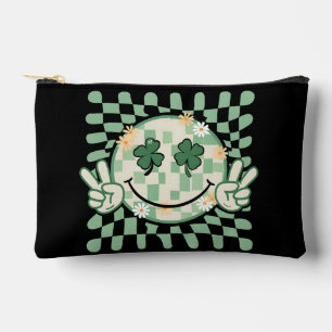 Shamrock Smile Face Funny St Patrick's Day Accessory Pouch