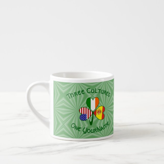 Shamrock Spain Ireland USA Flags Espresso Cup (Left)