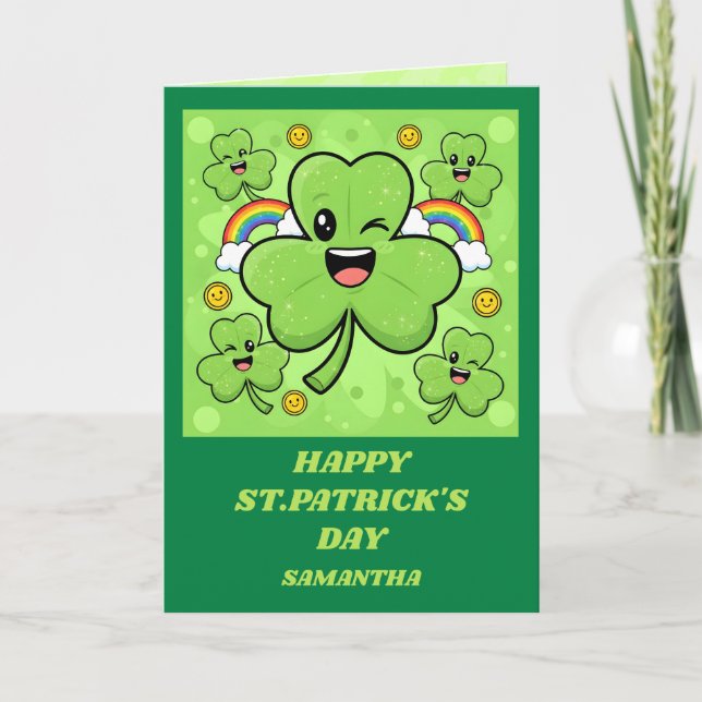 Shamrock Sparkle St. Patrick’s Day Card (Front)