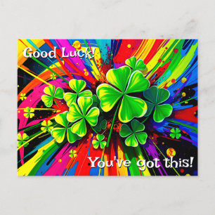[Shamrock Splash] Rainbow Paint Splatter Good Luck Postcard