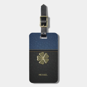 Shamrock St.Patrick`s Day,Blue Black Leather Luggage Tag