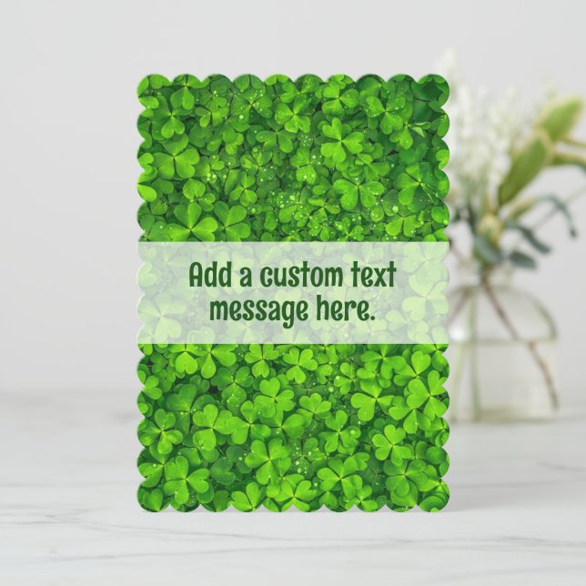 Shamrock St Patrick's Custom Text Flat Card (Standing Front)