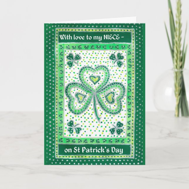 Shamrock St Patrick's Day Card for a Niece (Front)