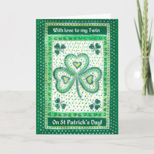 Shamrock St Patrick's Day Card for a Twin