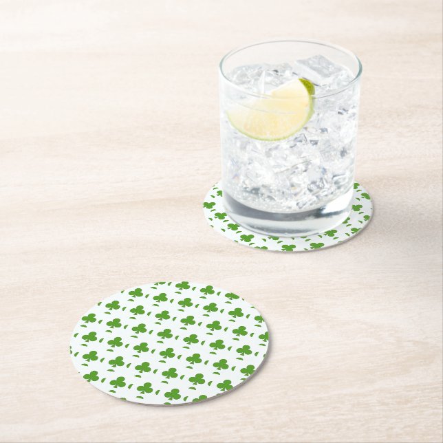 Shamrock St. Patrick's Day Holiday  Round Paper Coaster (Insitu)