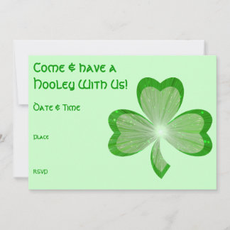 Shamrock St Patrick's Day Hooley invitation green