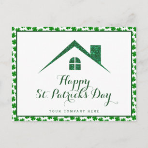 Shamrock St. Patricks Day Real Estate Green House Postcard