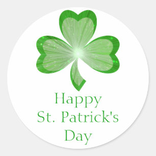 Shamrock 'St Patrick's Day' sticker round white