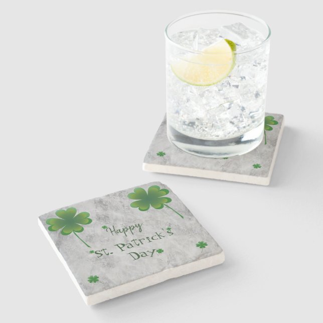 Shamrock St. Patrick's Day Stone Coaster (Side)