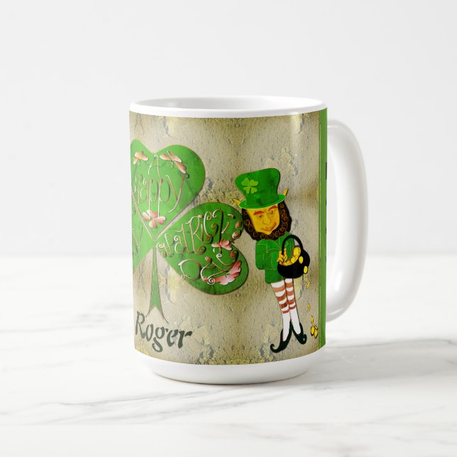 Shamrock St. Patrick's Leprechaun Coffee Mug (Front Right)