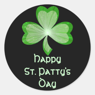 Shamrock 'St Patty's Day' sticker round black