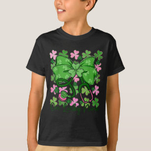 Shamrock Stethoscope Bow One Lucky Nurse St T-Shirt