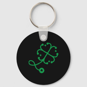 Shamrock Stethoscope Clover St Patricks Day Nurse Key Ring