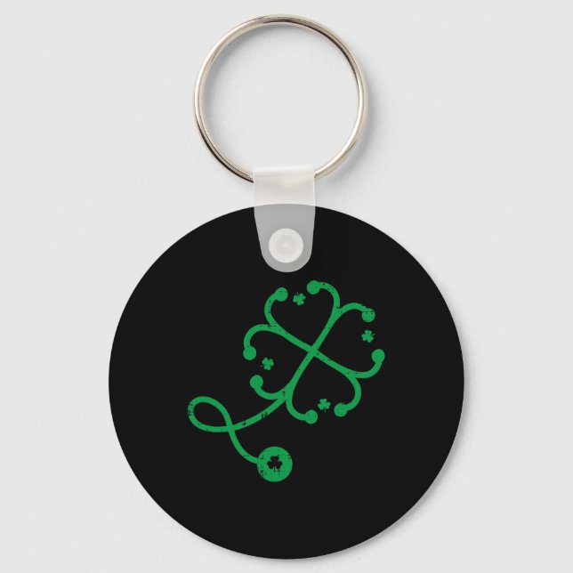 Shamrock Stethoscope Clover St Patricks Day Nurse  Key Ring (Front)