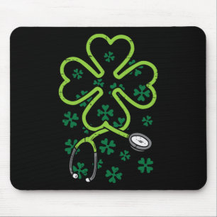 Shamrock Stethoscope Scrub Nurse St Patricks Day R Mouse Pad