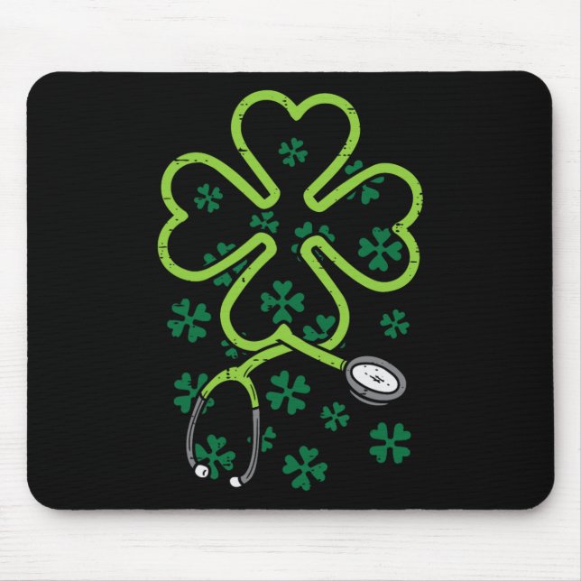 Shamrock Stethoscope Scrub Nurse St Patricks Day R Mouse Pad (Front)