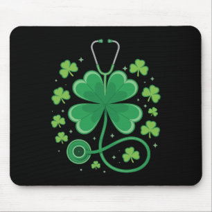 Shamrock Stethoscope St Patricks Day Nurse Gifts F Mouse Pad