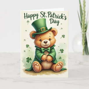Shamrock Teddy Bear Holiday Card