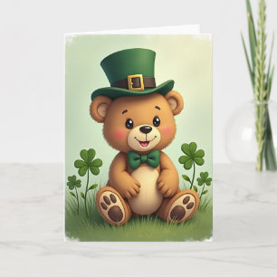 Shamrock Teddy Bear Luck Card