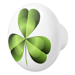 Shamrock Three Leaf Clover Graphic Ceramic Knob