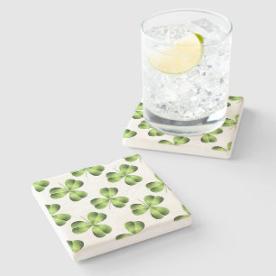 Shamrock Three Leaf Clover Graphic Stone Coaster